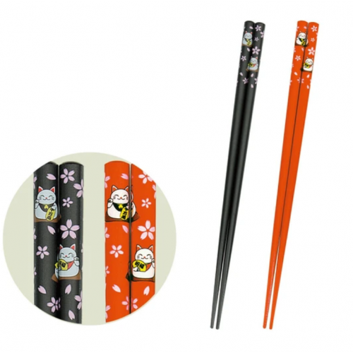 日本製招財貓筷子(紅/黑)